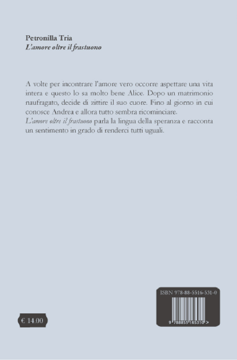 Quarta di copertina di L'amore oltre il frastuono